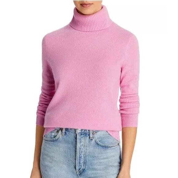J Crew Everyday Cashmere Turtleneck Sweater Pink Preppy Miniamalist Womens XS - Picture 1 of 9
